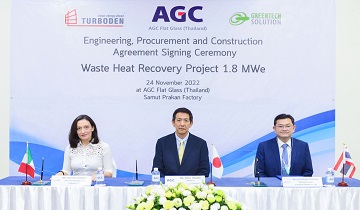 AGC FLAT GLASS (THAILAND), TURBODEN and GREENTECH SOLUTION (GTS) adhere to Carbon Footprint Initiatives for Decarbonization